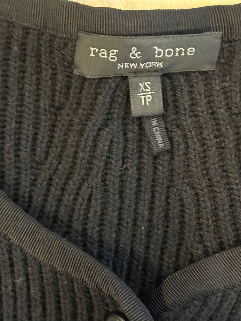 rag & bone Nancy Black Ribbed Button-Front Cardigan - Picture 9 of 15